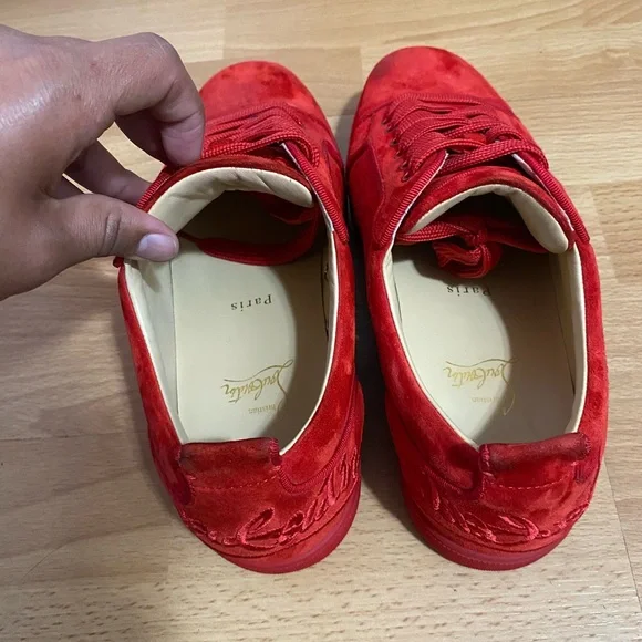 Christian louboutinRed Low-Top Sneakers Sleek Design